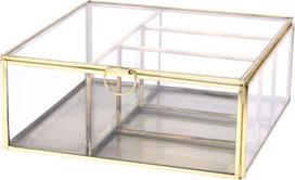 Dekoratyvinė papuošalų dėžutė GOLD, stiklinė, 20 x 20 x 8 cm