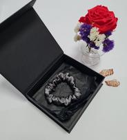 Šilkinė plaukų gumytė "Dark Silver" 2 cm
