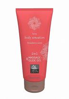 Braškių kvapo masažo gelis ir lubrikantas "HOT Body Sensation Strawberry" - 200 ml