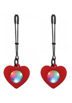 Šviečiantys spenelių spaustukai ,,Silicone Light Up Heart Tweezer Nipple Clamps''