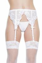 Trikampių formos kojinių diržai su nėriniais Coquette Garter Belt, baltos spalvos