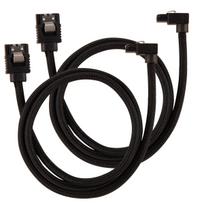 Corsair Premium Sleeved SATA cable angled, juodas 60cm – 2 pack