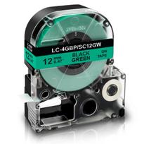 Suderinama su EPSON LabelWorks juostelė 12 mm. x 8 m. LC-4GBP/LK-4GBP/žalia juostelė juodas tekstas