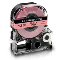 Suderinama su EPSON LabelWorks juostelė 12 mm. x 8 m. LC-4RBL/LK-4RBL/rožinė juostelė juodas tekstas