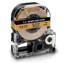 Suderinama su EPSON LabelWorks juostelė 12 mm. x 8 m. LC-4KBP/LK-4KBP/auksinė juostelė juodas tekstas