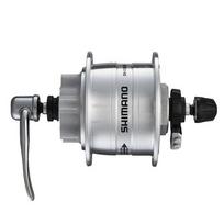 Priekinė stebulė - dinama Shimano DH-3D32, disk, 6 varžt, su veržlėmis (sidabrinė)