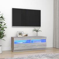 TV staliukas Televizoriaus spintelė su LED, pilka ąžuolo, 100x35x40cm