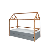 Lotta Gray lova namelis 90x200 su stalčiumi
