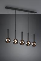Pakabinamas šviestuvas TRIO CLAYTON, 5 x E27, max 28W, juodos sp., 115 x20 x h150 cm