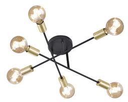 Lubinis šviestuvas TRIO CROSS, 6 x E27, max 40W, juodos/aukso sp., ø40 x h19 cm