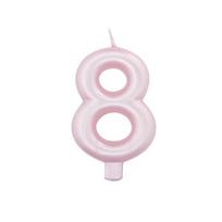 Žvakutė "8", rausva perlamutrinė (7 cm)