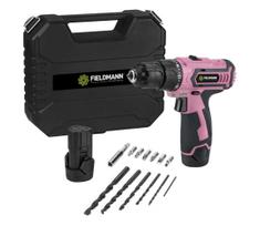 Fieldmann – Akumuliatorinis gręžtuvas su priedais 12V 1300 mAh rožinis/juodas