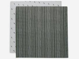 Jollein medvilnės merliukai 70x70cm StripeOlive/Leaf Green 2vnt