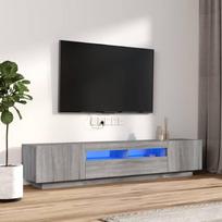 TV staliukas TV spintelių komplektas su LED, 2 dalių, pilkas ąžuolo, mediena