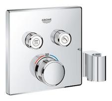 Virštinkinė termostatinio maišytuvo dalis Grohtherm Smartcontrol, 2 valdikliai, su integruotu dušo laikikliu, chromas