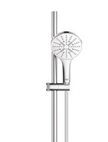 Dušo komplektas Smart ACTIVE (stovas L-90, žarna-1,75m, 130 galvutė-3 srovės), chromas/balta