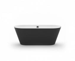 Akmens masės vonia SELENE 1595x640x610 mm, balta, išorė juoda RAL9005 su pop-up sifonu