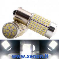 P21w BA15s BALTOS lemputės LED 144LED stiprios