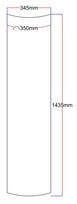 Dušo kabinos šoninis stiklas lenktas 345x1435 (lenkta dalis 350 mm) skaidrus 4.13.