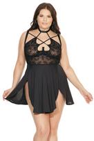 Didelio dydžio naktinukų ir stringų komplektas Coquette Baby Doll And G-String, juodos spalvos