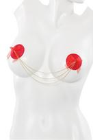 Lipdukai speneliams su grandinėlėmis ir kaspinėliais Coquette Satin Pasties With Chain, raudonos spalvos