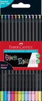Spalvoti pieštukai Faber-Castell Black Edition, 12  neoninių ir pastelinių spalvų