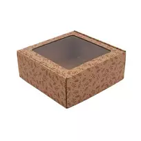 Dovanų dėžutė, ruda, kvadratinė su langeliu, DZZSBP4750899002628