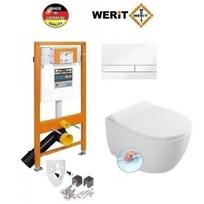 WERIT potinkinis rėmas su baltu klavišu ir Sentimenti RIMLESS klozetu
