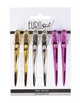 EuroStil plaukų segtukai lenkti suspaudžiami 9cm Eurostil spalvoti 6vnt