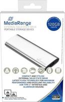 Kietasis diskas MediaRange 120GB, Externe SSD - sidabrinis, USB-C 3.2 Gen 2 (10Gbit/s)