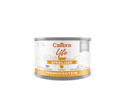 CALIBRA Cat Life can Sterilised Turkey begrūdžiai vieno baltymo konservai sterilizuotoms katėms su kalakutiena, 200 g