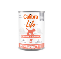 CALIBRA Dog Life can Puppy & Junior Lamb & rice vieno baltymo konservai šuniukams su ėriena ir ryžiais, 400 g