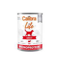 CALIBRA Dog Life can Adult Beef with carrots begrūdžiai vieno baltymo konservai suaugusiems šunims su jautiena ir morkomis, 400 g