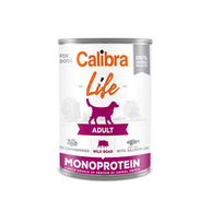 CALIBRA Dog Life can Adult Wild boar&cranber. begrūdžiai vieno baltymo konservai suaugusiems šunims su šerniena ir spanguolėmis, 400 g
