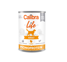 CALIBRA Dog Life can Turkey with apples begrūdžiai vieno baltymo konservai suaugusiems šunims su kalakutiena ir obuoliais, 400 g