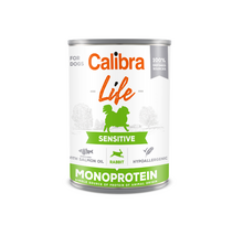 CALIBRA Dog Life can Sensitive Rabbit begrūdžiai vieno baltymo konservai suaugusiems šunims su triušiena, 400 g