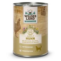 WILDES LAND Chicken konservuotas begrūdis pašaras suaugusiems šunims su vištiena ir daržovėmis, 400 g