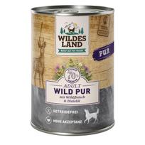 WILDES LAND fierce&safflower oil konservuotas begrūdis pašaras suaugusiems šunims su elniena, 400 g
