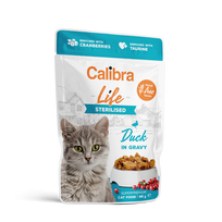 CALIBRA Cat Life pouch konservai maišeliuose sterilizuotoms katėms su antiena padaže, 85g