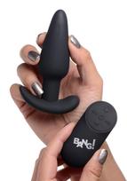Įkraunamas vibruojantis analinis kaištis su pulteliu "21X Vibrating Silicone Butt Plug" - juodas (galima rinktis spalvą)