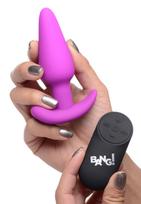 Įkraunamas vibruojantis analinis kaištis su pulteliu "21X Vibrating Silicone Butt Plug" - violetinis