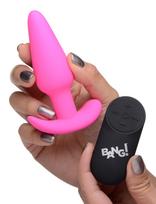 Įkraunamas vibruojantis analinis kaištis su pulteliu "21X Vibrating Silicone Butt Plug" - rožinis