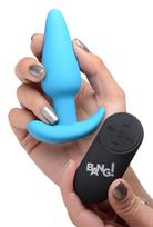 Įkraunamas vibruojantis analinis kaištis su pulteliu "21X Vibrating Silicone Butt Plug" - žydras