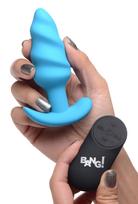 Įkraunamas vibruojantis analinis kaištis su pulteliu “21X vibrating swirl butt plug” - žydras