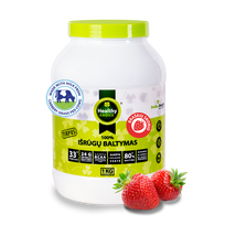 Išrūgų baltymų 80% mišinys „Healthy Choice“ braškių skonio1kg.