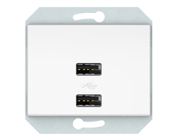 USB maitinimo lizdas QR1000, 2 vietų, 5V DC 3,4 A b/r, baltos sp.