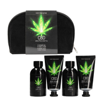 Kelioninis kūno priežiūros rinkinys "Green Tea & Hemp Oil" - 4 produktai + kosmetinė