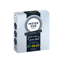 Prezervatyvų Test rinkinys "Mister Size Pure Feel: 47 mm, 49 mm, 53 mm" - 3 vnt.