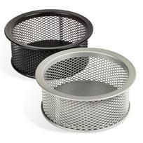 Dėžutė smulkiems biuro reikmenims apvali 79x37mm Forpus perforuoto metalo juoda!