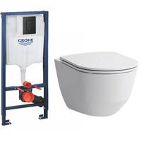 Potinkinis Grohe 3in1 rėmas 38811KF0 su Phantom Black spalvos mygtuku ir klozetu Laufen Pro